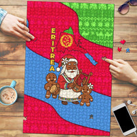 Eritrea Christmas Puzzle with African Santa Gingerbread Harp National Flag Colors and Festive Pattern Design - Wonder Print Shop