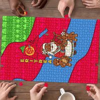 Eritrea Christmas Puzzle with African Santa Gingerbread Harp National Flag Colors and Festive Pattern Design - Wonder Print Shop
