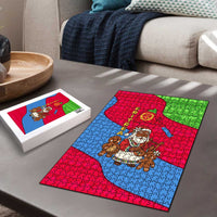 Eritrea Christmas Puzzle with African Santa Gingerbread Harp National Flag Colors and Festive Pattern Design - Wonder Print Shop