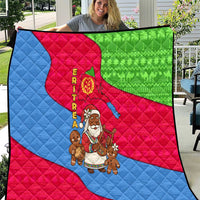 Eritrea Christmas Quilt with African Santa Gingerbread Harp National Flag Colors and Festive Pattern Design - Wonder Print Shop