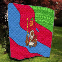 Eritrea Christmas Quilt with African Santa Gingerbread Harp National Flag Colors and Festive Pattern Design - Wonder Print Shop