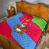 Eritrea Christmas Quilt with African Santa Gingerbread Harp National Flag Colors and Festive Pattern Design - Wonder Print Shop