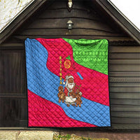 Eritrea Christmas Quilt with African Santa Gingerbread Harp National Flag Colors and Festive Pattern Design - Wonder Print Shop