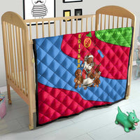 Eritrea Christmas Quilt with African Santa Gingerbread Harp National Flag Colors and Festive Pattern Design - Wonder Print Shop