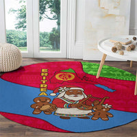 Eritrea Christmas Round Carpet with African Santa Gingerbread Harp National Flag Colors and Festive Pattern Design - Wonder Print Shop