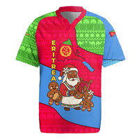Eritrea Christmas Rugby Jersey with African Santa Gingerbread Harp National Flag Colors and Festive Pattern Design - Wonder Print Shop