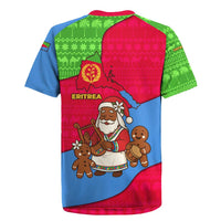 Eritrea Christmas Rugby Jersey with African Santa Gingerbread Harp National Flag Colors and Festive Pattern Design - Wonder Print Shop