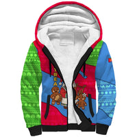 Eritrea Christmas Sherpa Hoodie with African Santa Gingerbread Harp National Flag Colors and Festive Pattern Design - Wonder Print Shop