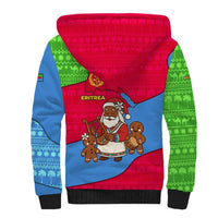 Eritrea Christmas Sherpa Hoodie with African Santa Gingerbread Harp National Flag Colors and Festive Pattern Design - Wonder Print Shop