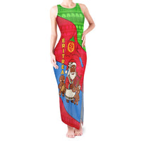 Eritrea Christmas Tank Maxi Dress with African Santa Gingerbread Harp National Flag Colors and Festive Pattern Design - Wonder Print Shop