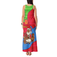Eritrea Christmas Tank Maxi Dress with African Santa Gingerbread Harp National Flag Colors and Festive Pattern Design - Wonder Print Shop