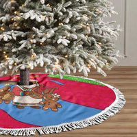 Eritrea Christmas Tree Skirt with African Santa Gingerbread Harp National Flag Colors and Festive Pattern Design - Wonder Print Shop