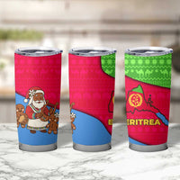Eritrea Christmas Tumbler Cup with African Santa Gingerbread Harp National Flag Colors and Festive Pattern Design - Wonder Print Shop