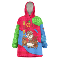 Eritrea Christmas Wearable Blanket Hoodie with African Santa Gingerbread Harp National Flag Colors and Festive Pattern Design - Wonder Print Shop