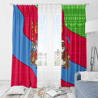 Eritrea Christmas Window Curtain with African Santa Gingerbread Harp National Flag Colors and Festive Pattern Design - Wonder Print Shop