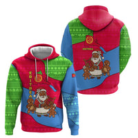Eritrea Christmas Zip Hoodie with African Santa Gingerbread Harp National Flag Colors and Festive Pattern Design - Wonder Print Shop