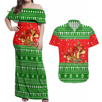 Amazing Mushroom Christmas Yall Christmas Couples Matching Off Shoulder Maxi Dress and Hawaiian Shirt Xmas Holiday Patterns - Wonder Print Shop