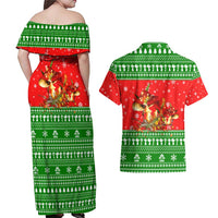 Amazing Mushroom Christmas Yall Christmas Couples Matching Off Shoulder Maxi Dress and Hawaiian Shirt Xmas Holiday Patterns - Wonder Print Shop
