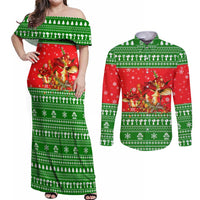 Amazing Mushroom Christmas Yall Christmas Couples Matching Off Shoulder Maxi Dress and Long Sleeve Button Shirt Xmas Holiday Patterns - Wonder Print Shop