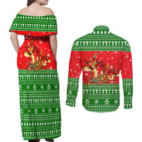 Amazing Mushroom Christmas Yall Christmas Couples Matching Off Shoulder Maxi Dress and Long Sleeve Button Shirt Xmas Holiday Patterns - Wonder Print Shop