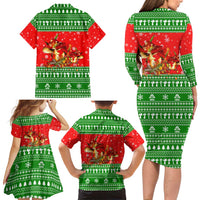 Amazing Mushroom Christmas Yall Christmas Family Matching Long Sleeve Bodycon Dress and Hawaiian Shirt Xmas Holiday Patterns - Wonder Print Shop