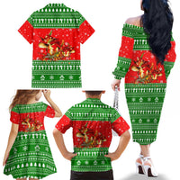 Amazing Mushroom Christmas Yall Christmas Family Matching Off The Shoulder Long Sleeve Dress and Hawaiian Shirt Xmas Holiday Patterns - Wonder Print Shop
