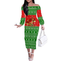Amazing Mushroom Christmas Yall Christmas Family Matching Off The Shoulder Long Sleeve Dress and Hawaiian Shirt Xmas Holiday Patterns - Wonder Print Shop