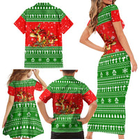 Amazing Mushroom Christmas Yall Christmas Family Matching Short Sleeve Bodycon Dress and Hawaiian Shirt Xmas Holiday Patterns - Wonder Print Shop