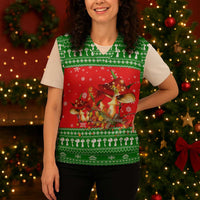 Amazing Mushroom Christmas Yall Christmas Knitted V-Neck Vest Xmas Holiday Patterns - Wonder Print Shop