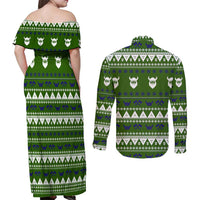 Amazing Viking Christmas Couples Matching Off Shoulder Maxi Dress and Long Sleeve Button Shirt Xmas Holiday Patterns - Wonder Print Shop