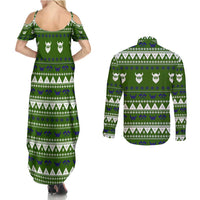 Amazing Viking Christmas Couples Matching Summer Maxi Dress and Long Sleeve Button Shirt Xmas Holiday Patterns - Wonder Print Shop
