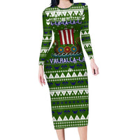 Amazing Viking Christmas Long Sleeve Bodycon Dress Xmas Holiday Patterns - Wonder Print Shop