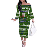 Amazing Viking Christmas Off The Shoulder Long Sleeve Dress Xmas Holiday Patterns - Wonder Print Shop