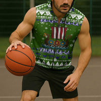 Amazing Viking Christmas Sleeveless Zip Hoodie Xmas Holiday Patterns - Wonder Print Shop