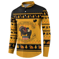 Americans Turkey Hunting Thanksgiving Christmas Button Sweatshirt Xmas Holiday Patterns - Wonder Print Shop