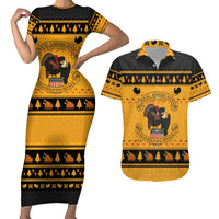 Americans Turkey Hunting Thanksgiving Christmas Couples Matching Short Sleeve Bodycon Dress and Hawaiian Shirt Xmas Holiday Patterns - Wonder Print Shop