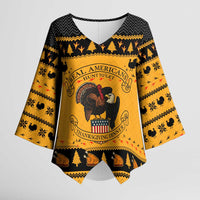 Americans Turkey Hunting Thanksgiving Christmas Kimono Sleeve Blouse Xmas Holiday Patterns - Wonder Print Shop