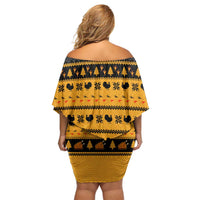 Americans Turkey Hunting Thanksgiving Christmas Off Shoulder Short Dress Xmas Holiday Patterns - Wonder Print Shop