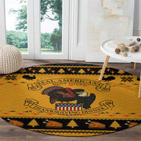 Americans Turkey Hunting Thanksgiving Christmas Round Carpet Xmas Holiday Patterns - Wonder Print Shop