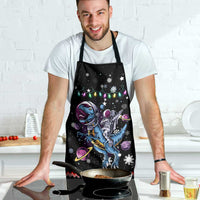 Astronauts Ride A T Rex In Space With The Planet Christmas Apron Xmas Holiday Patterns - Wonder Print Shop