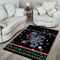 Astronauts Ride A T Rex In Space With The Planet Christmas Area Rug Xmas Holiday Patterns - Wonder Print Shop