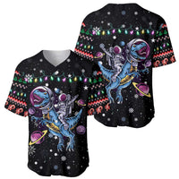 Astronauts Ride A T Rex In Space With The Planet Christmas Baseball Jersey Xmas Holiday Patterns - Wonder Print Shop