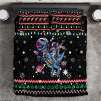 Astronauts Ride A T Rex In Space With The Planet Christmas Bedding Set Xmas Holiday Patterns - Wonder Print Shop