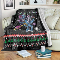 Astronauts Ride A T Rex In Space With The Planet Christmas Blanket Xmas Holiday Patterns - Wonder Print Shop