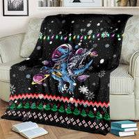 Astronauts Ride A T Rex In Space With The Planet Christmas Blanket Xmas Holiday Patterns - Wonder Print Shop