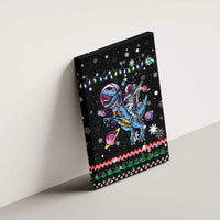 Astronauts Ride A T Rex In Space With The Planet Christmas Canvas Wall Art Xmas Holiday Patterns - Wonder Print Shop