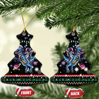 Astronauts Ride A T Rex In Space With The Planet Christmas Ceramic Ornament Xmas Holiday Patterns - Wonder Print Shop