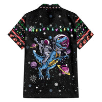 Astronauts Ride A T Rex In Space With The Planet Christmas Family Matching Short Sleeve Bodycon Dress and Hawaiian Shirt Xmas Holiday Patterns - Wonder Print Shop