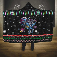 Astronauts Ride A T Rex In Space With The Planet Christmas Hooded Blanket Xmas Holiday Patterns - Wonder Print Shop