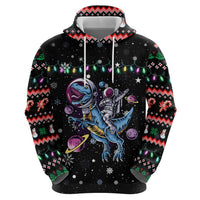 Astronauts Ride A T Rex In Space With The Planet Christmas Hoodie Xmas Holiday Patterns - Wonder Print Shop